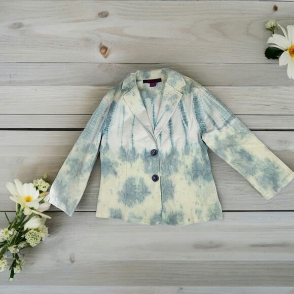 Mix Noveaux bleach dye tie dye chambray single breasted blazer size SP - Picture 10 of 10